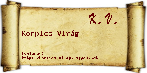 Korpics Virág névjegykártya